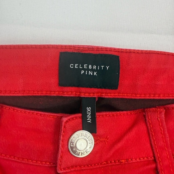Celebrity Pink Red Skinny Jeans Vibrant Denim - Picture 7 of 9